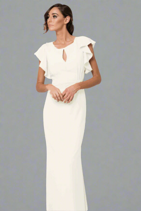 Tania Olsen Stella White Open Back Gown